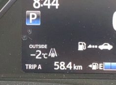 8区バス停　休憩所前　車外気温　-2度