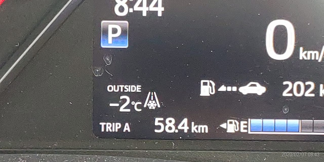 8区バス停　休憩所前　車外気温　-2度