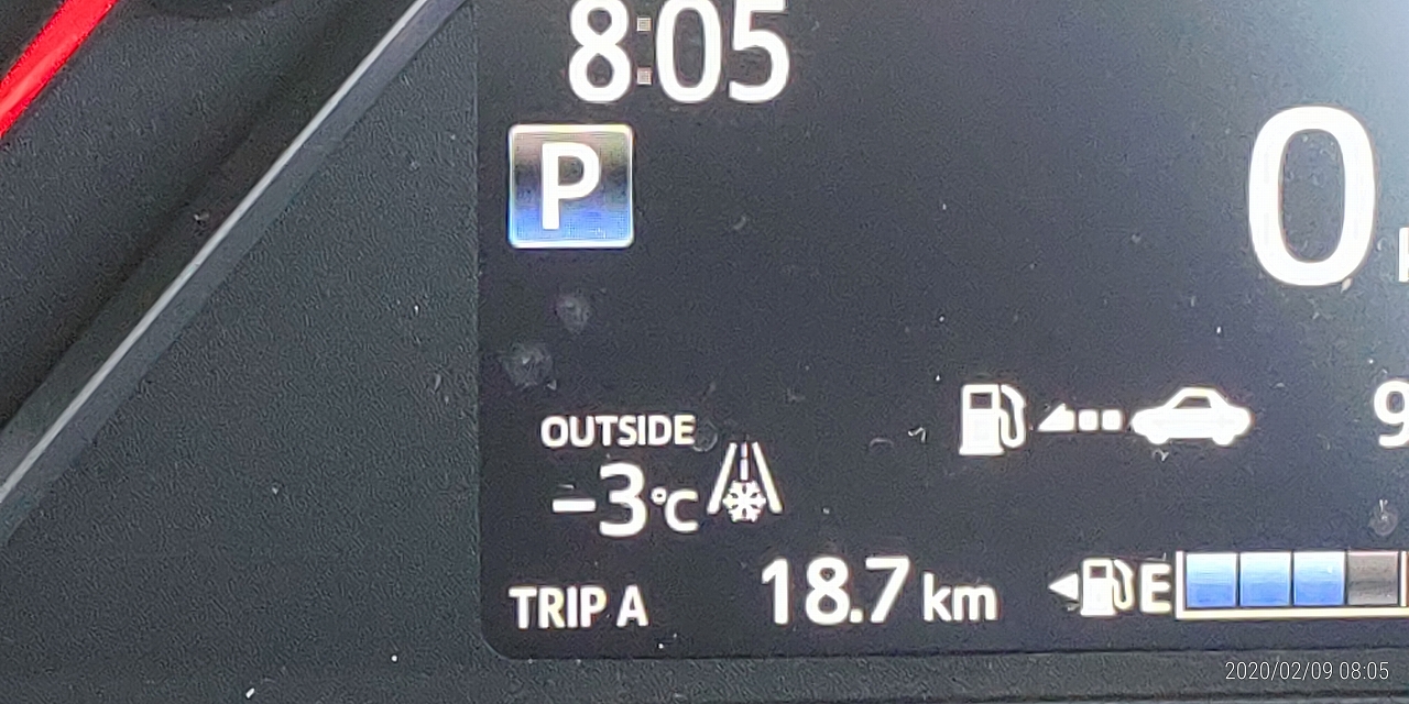 巡回車から外気温度　-3度
