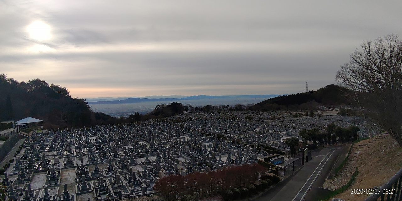 11区1番墓所から園内風景（南方向）