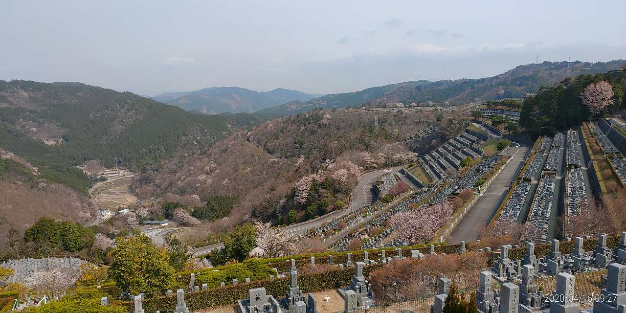 7区3番上段駐車場から階段墓域風景