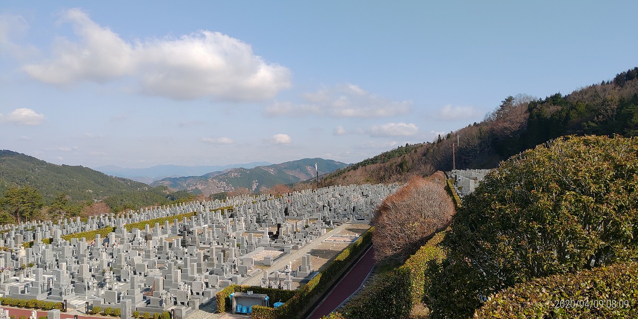 11区8番墓所から園内（北）風景