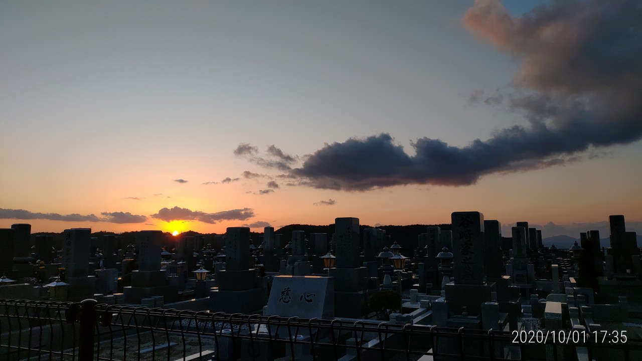 1日夕方・11区7番墓所から園内（西）風景