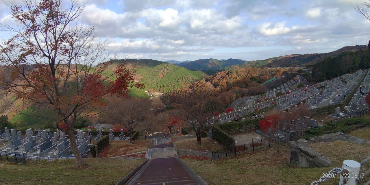 7区7番上段駐車場から階段墓域風景