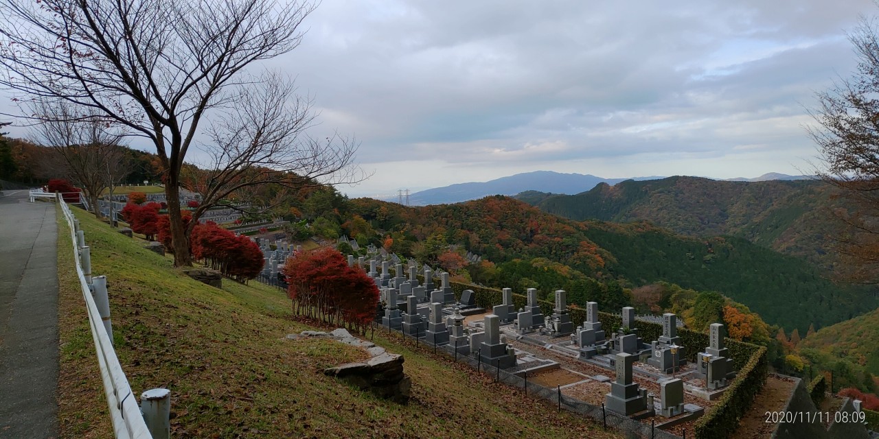 8区6番墓所前から階段墓所風景