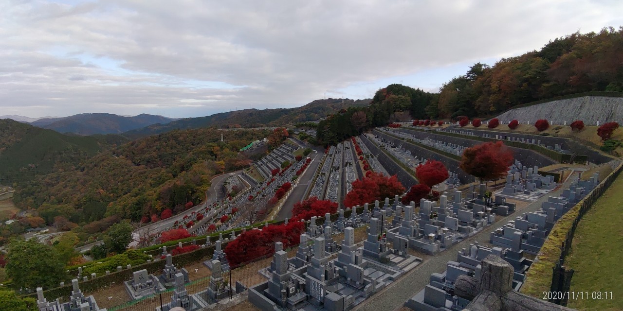 7区3番上段駐車場から階段墓域風景