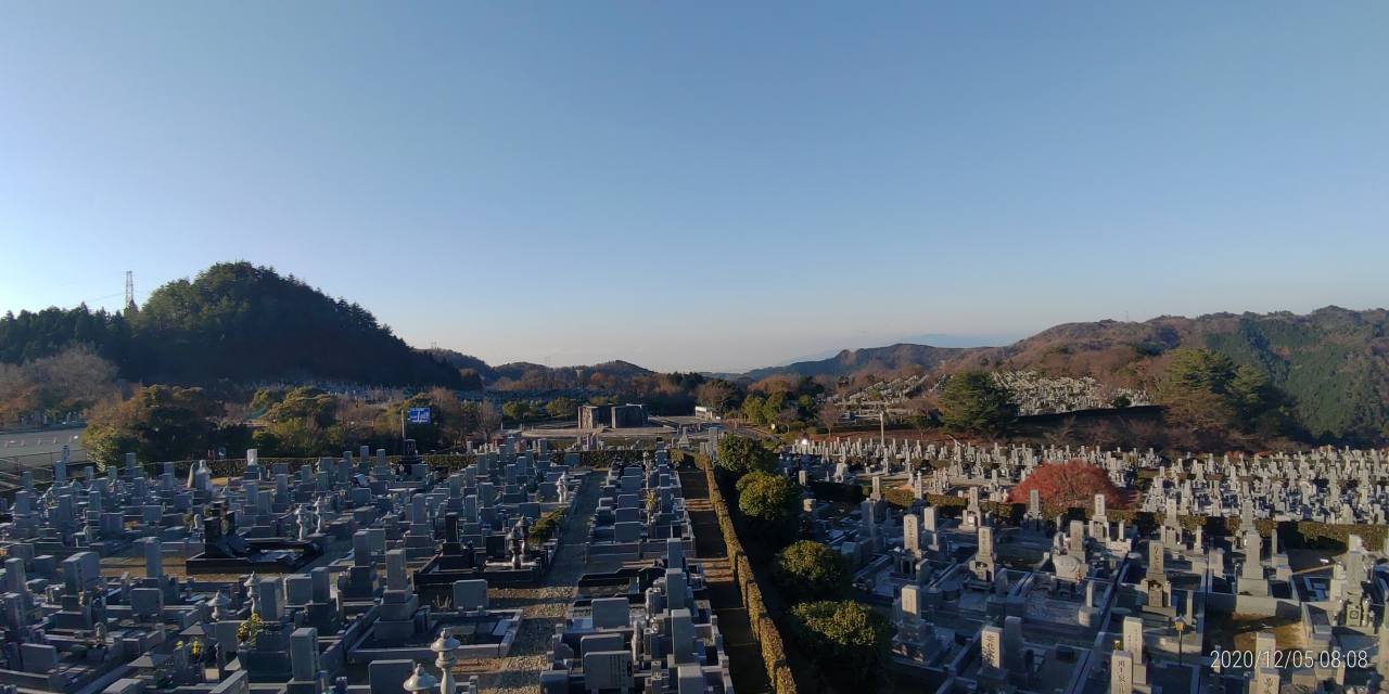 11区7番墓所から園内（南西）風景