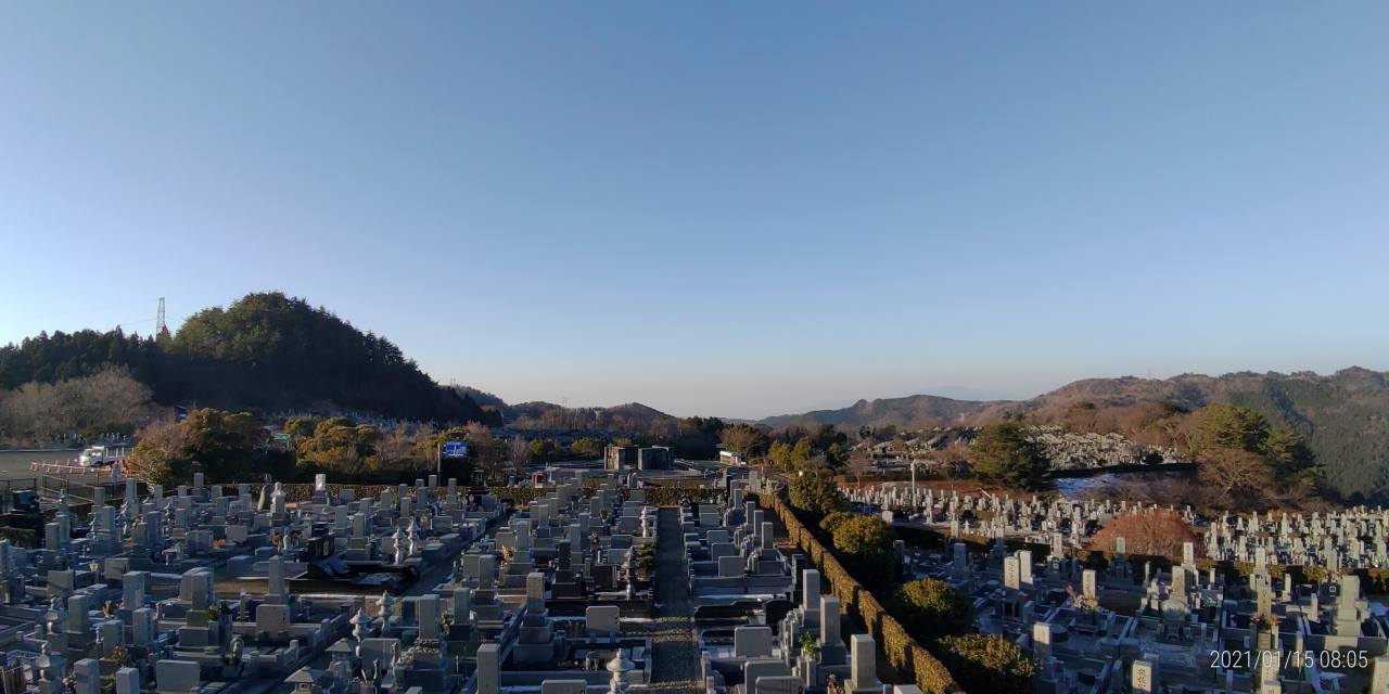 11区7番墓所から園内（南西）風景