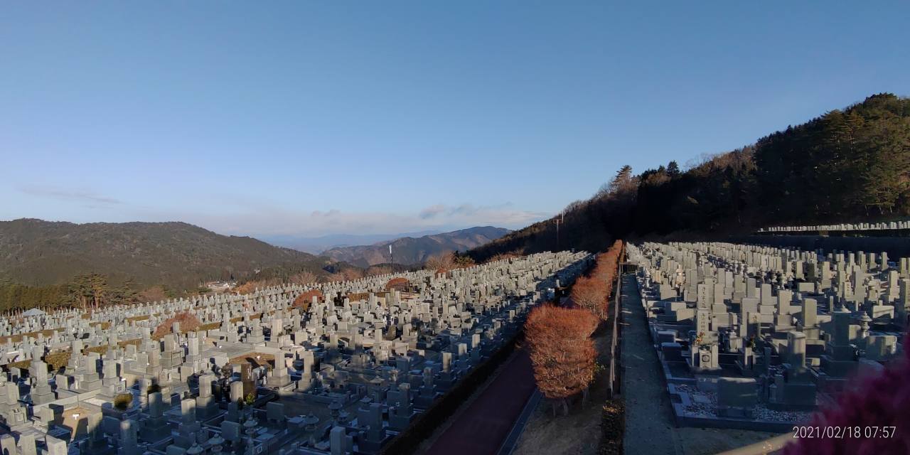 11区7番墓所から園内（北）風景