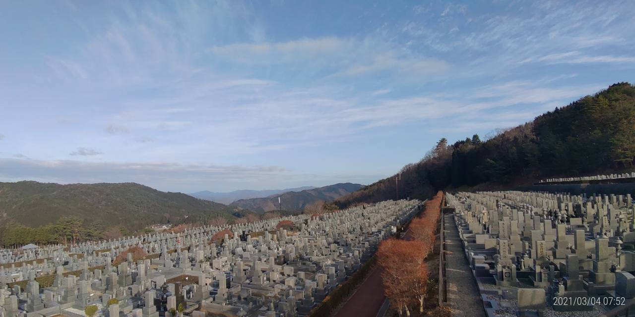 11区7番墓所から園内（北）風景