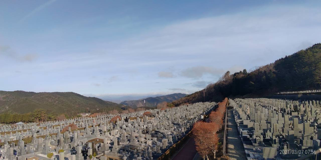 11区7番墓所から園内（北）風景