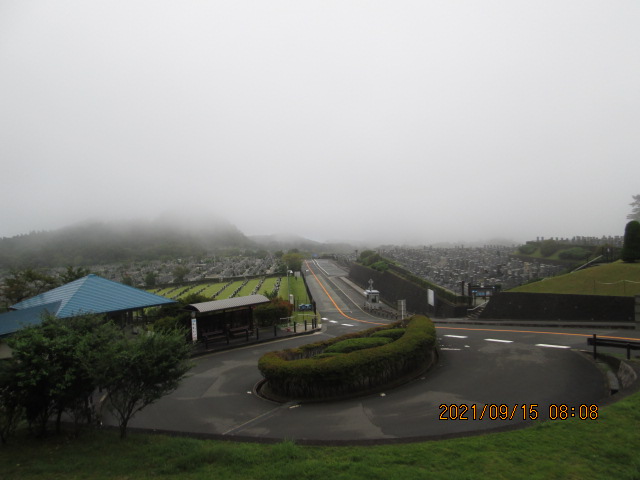 北入り口からの風景　霧