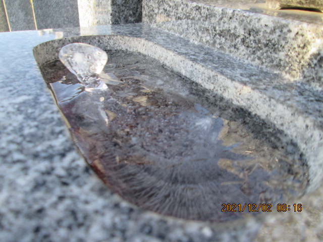 11区墓所・水鉢凍結