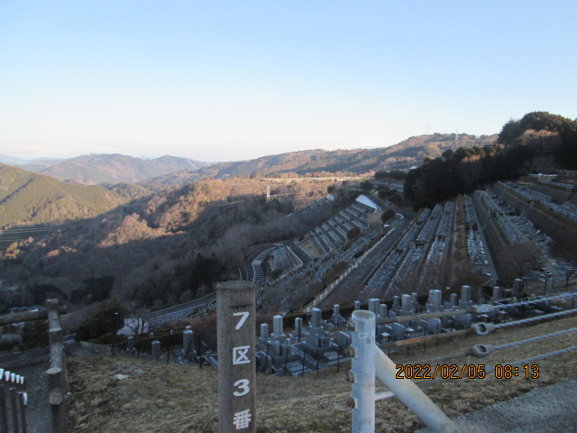 7区3番墓所上段駐車場からの風景