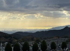 夕方・11区2番芝生墓所から神戸港風景