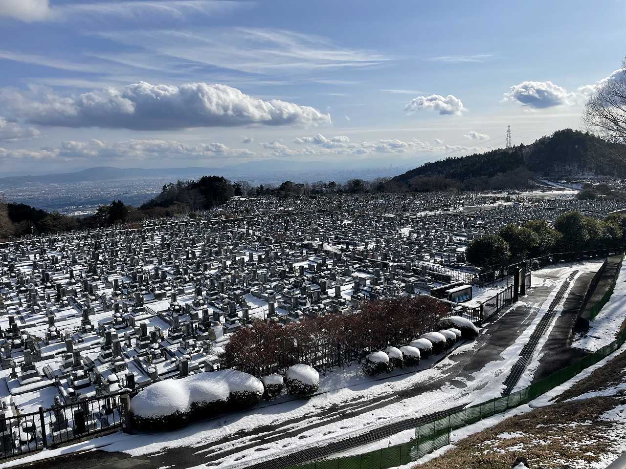 11区1番墓所から園内（南方向）