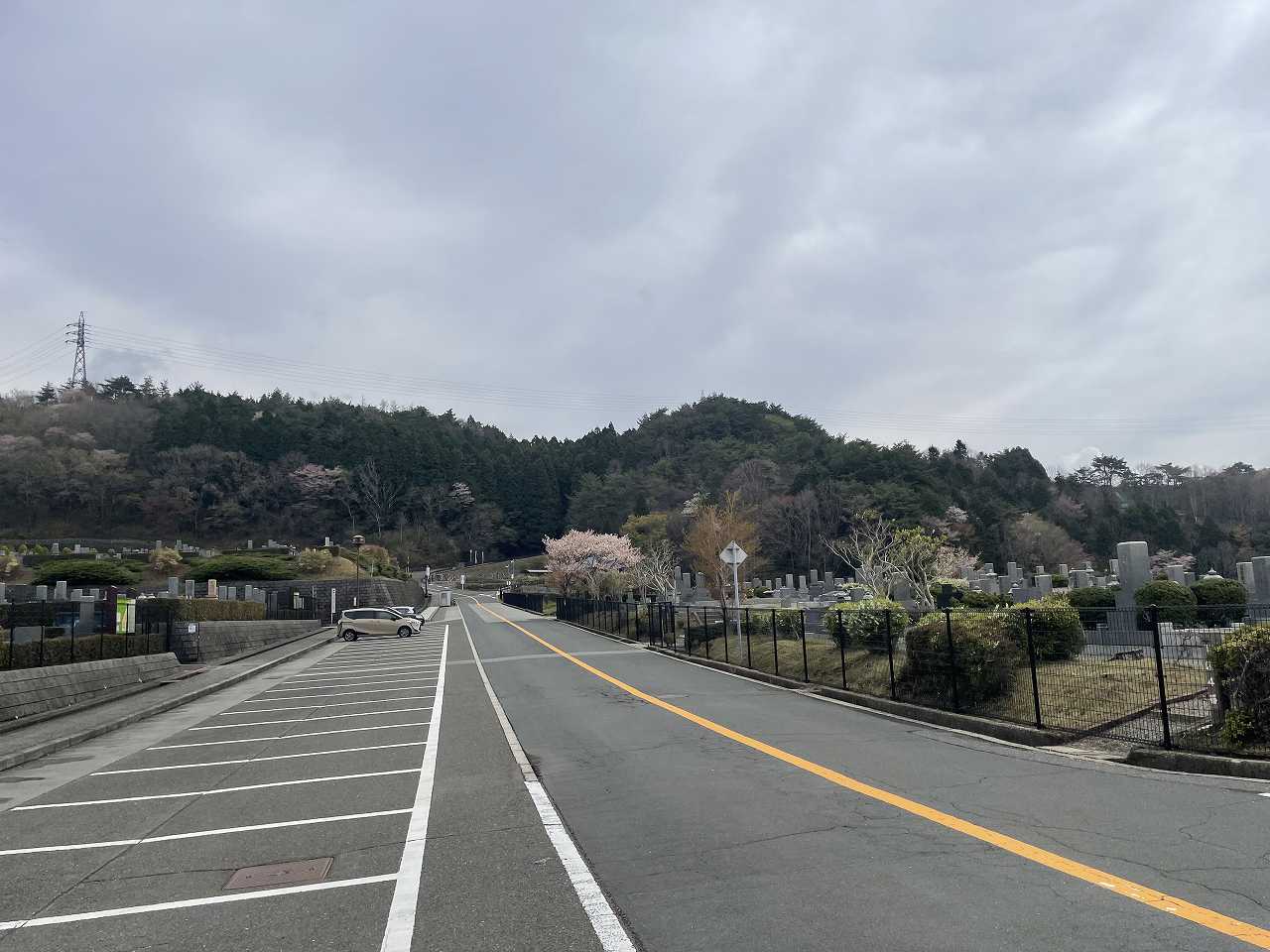 バス通り（北東方向）北口バス停風景