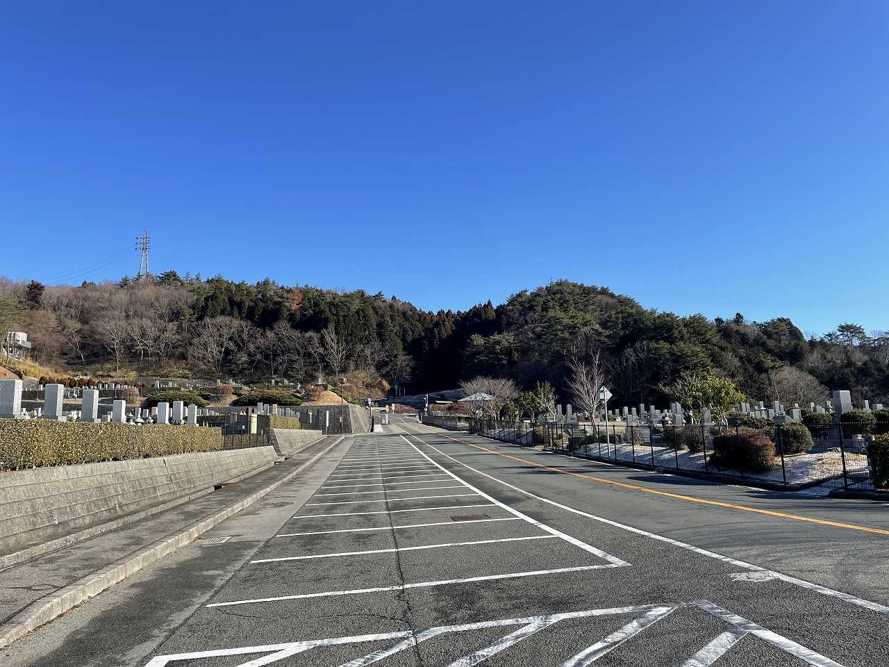 バス通り（北東向き）墓所北入口